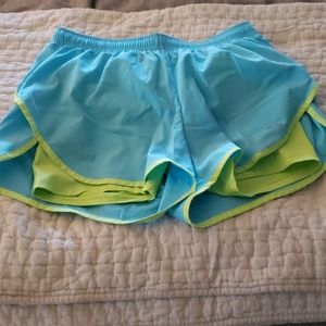 Blue and Green Champion Workout Shorts.